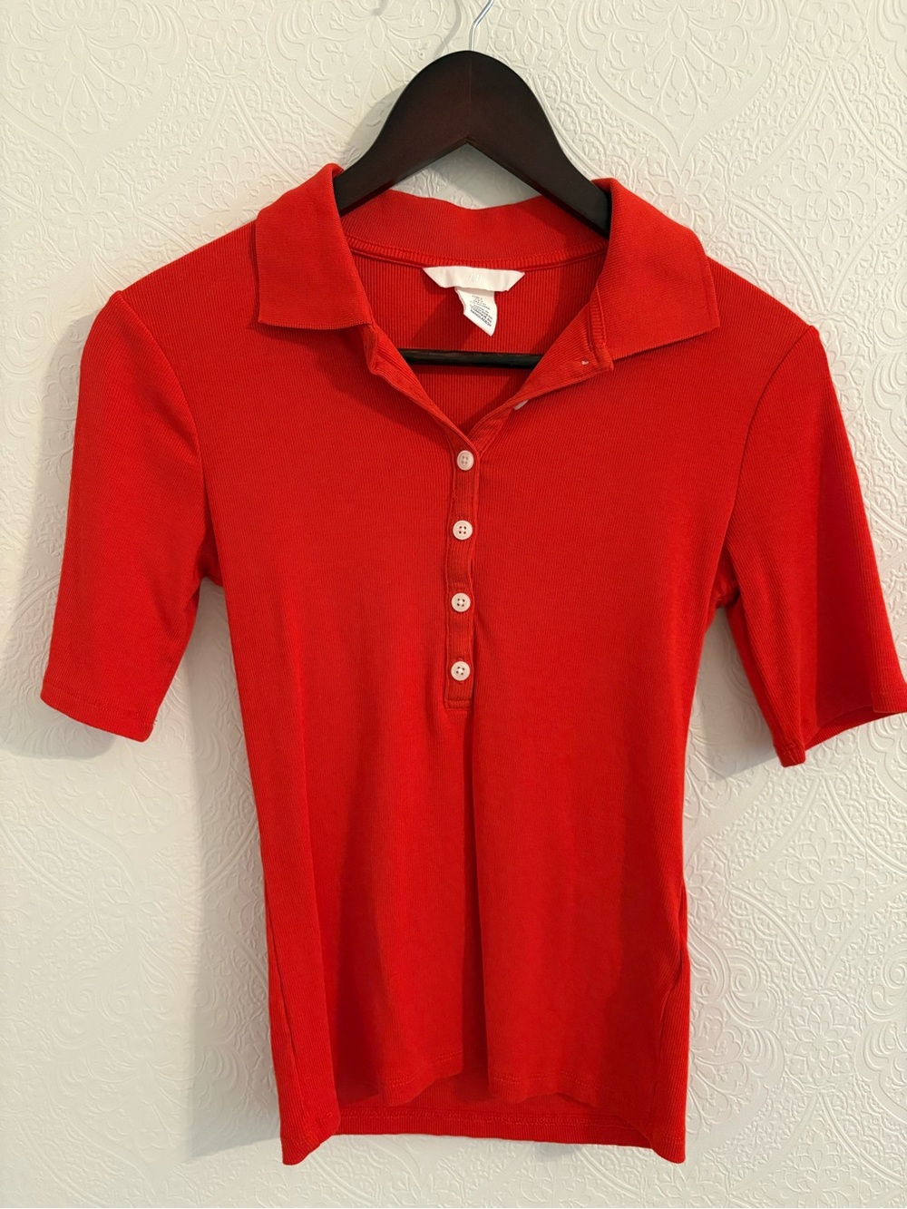 H&M Red Short-Sleeve Polo Top